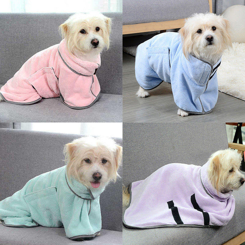 Quick-Drying Microfiber Pet Bathrobe Towel for Dogs and Cats - Puppy Toy House