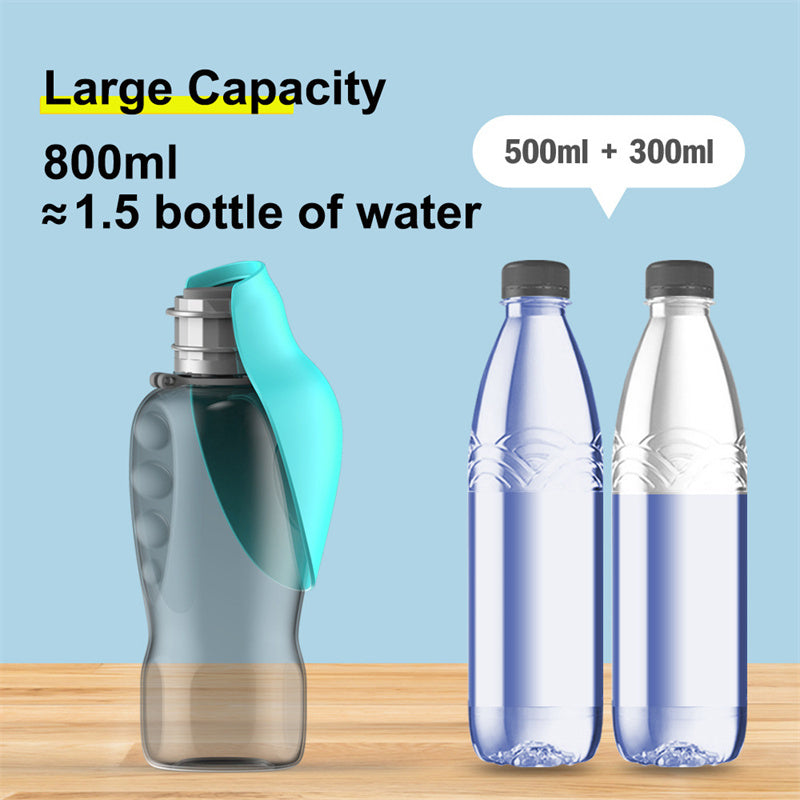 Portable Leakproof Dog Water Bottle with Foldable Bowl, 800ml Capacity - Puppy Toy House