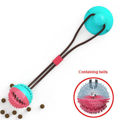 Interactive Suction Cup Dog Toy with Chew Ball and Toothbrush - Puppy Toy House