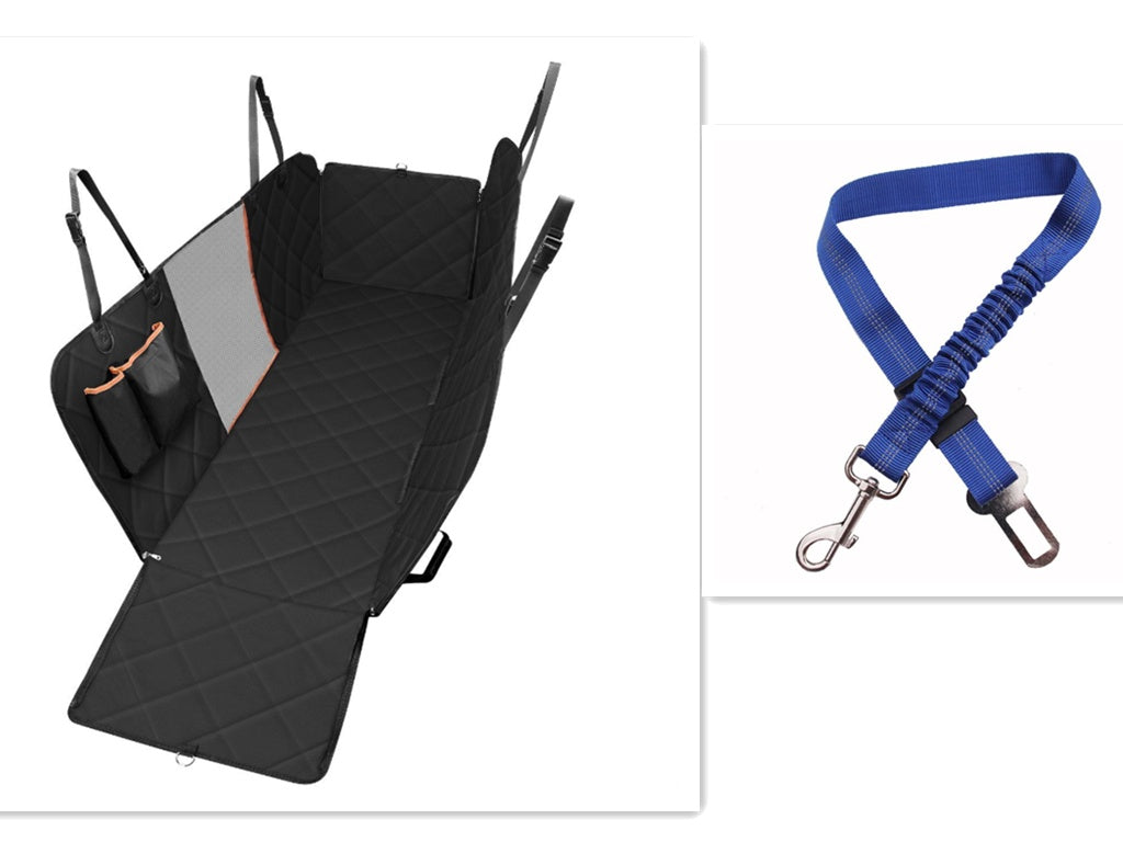 Dog Car Seat Cover Hammock with Mesh, Zipper, and Pocket - Puppy Toy House