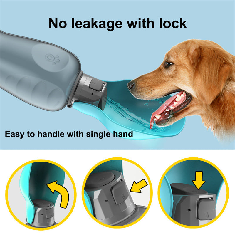 Portable Leakproof Dog Water Bottle with Foldable Bowl, 800ml Capacity - Puppy Toy House