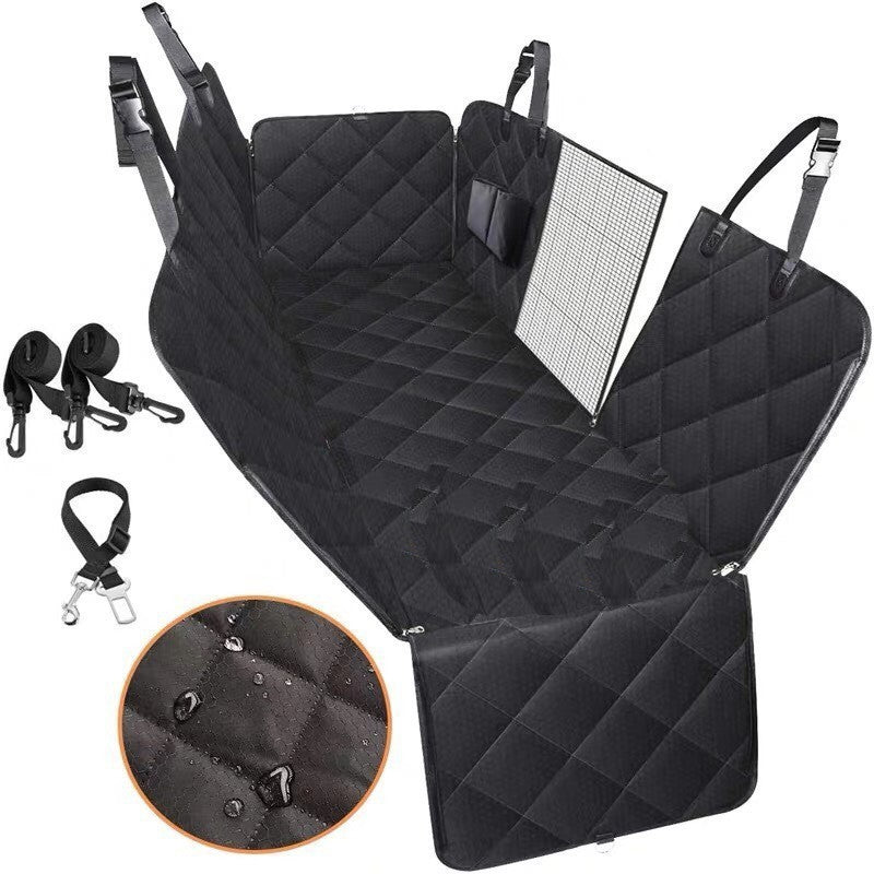 Dog Car Seat Cover Hammock with Mesh, Zipper, and Pocket - Puppy Toy House