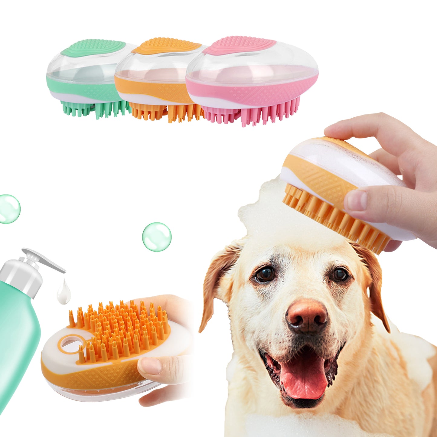 2-in-1 Soft Silicone Pet Bath Brush and Massage Comb - Puppy Toy House